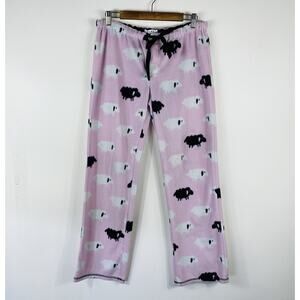PJ Salvage Pajama Pants Medium Pink Sheep Fleece Drawstring Waist